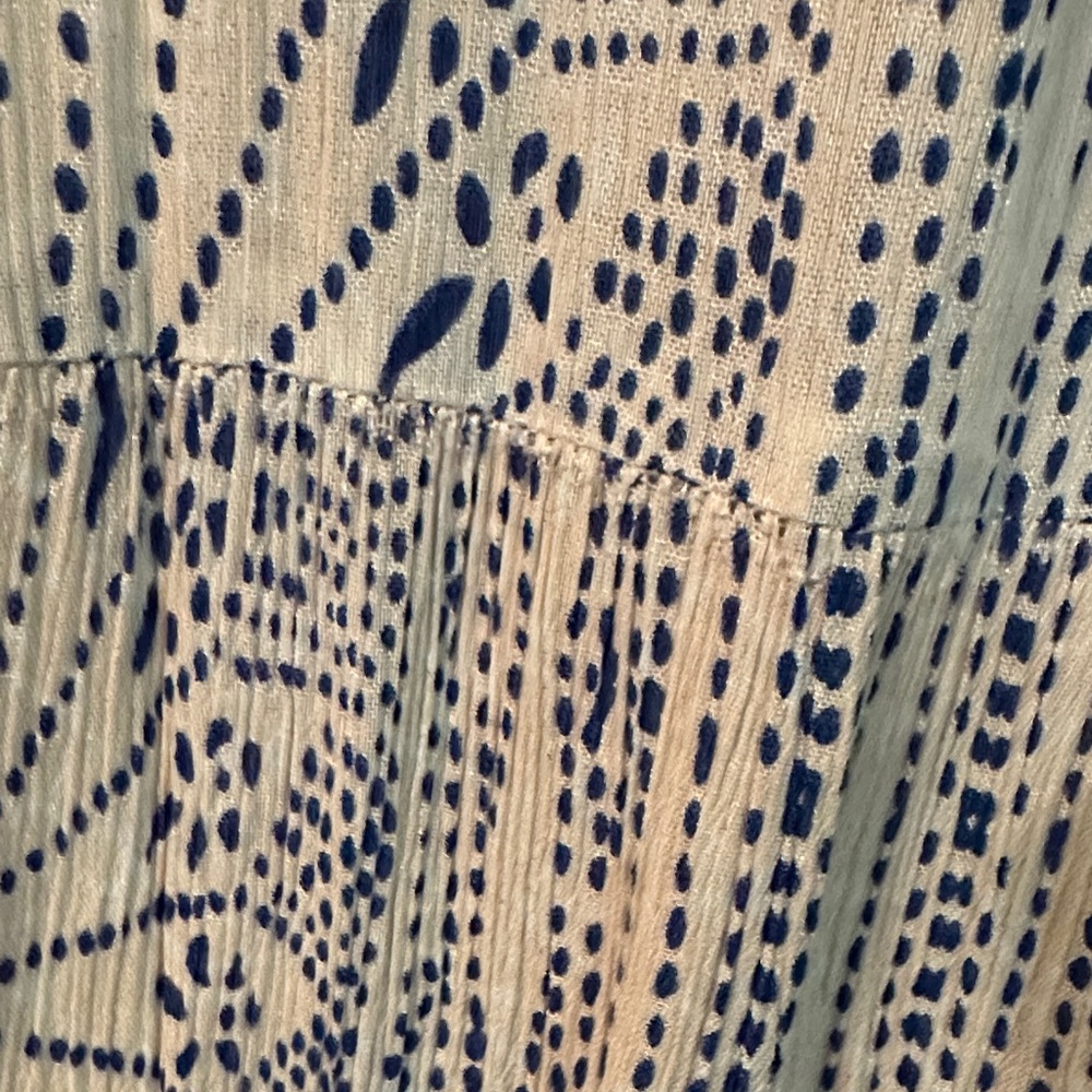THML Cream Maxi Dress with Navy Geometric Print and Ruffle Straps - Picture 6 of 10